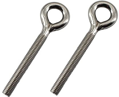 Lot de 2 boulons à œillet M16 en acier inoxydable à tige longue filetée