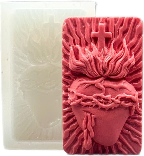 Stampo in silicone a forma di cuore sacro per sapone che fa cera resina gesso