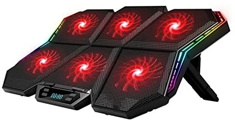 Ventole pc Portatile Base Raffreddamento Notebook Raffreddatore Per Laptop RGB Schermo A Led Da 12-17 Pollici Supporto Per Raffreddamento Per Notebook Con Supporto Per Raffreddamento Portatile Con Sei