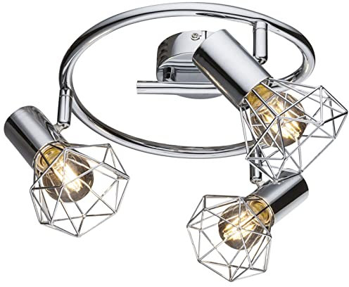 bmf-versand® Deckenleuchte Wohnzimmer Flur 3-Flammig - verchromte Deckenlampe in moderner Optik - Deckenstrahler aus chrom Höhe 150 mm Durchmesser 250 mm E14-Fassung