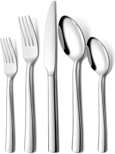 Terlulu Besteck Set 6 Personen, 30 teilig Edelstahl Besteckset, Essbesteck Set mit Messer Gabel Löffel, Hochwertiges Edelstahlbesteck, Hochglanzpoliert & Spülmaschinenfest