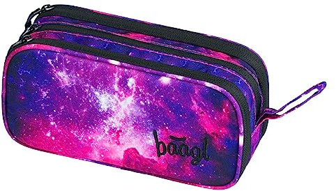 Baagl Federmäppchen für Mädchen Schule Federmappe mit 3 Fächer - Galaxy | Das praktische Kinder Etui und Mäppchen als Federtasche für Teenager eignet sich ideal für das Eggy Mäppchen in der Schule.