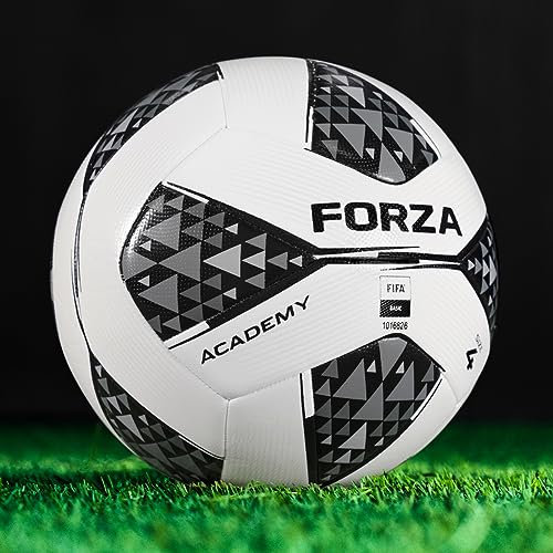 FORZA Academy Footballs - Official FIFA Basic Standard Footballs (Size 4 (Junior) - 1 Pack, Black & White)