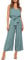 FANCYINN Damen 2 Teiliges Crop Pants Set mit Weitem Bein Wide Strap V-Ausschnitt Tank High Waist Cropped Paper Bag Hose mit Gürtel Haze Blau Oberteil & Hose S