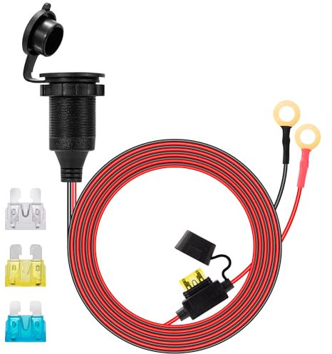 GUNGY Zigarettenanzünder Buchse Verlängerungskabel 2m 12V/24V Auto Zigarettenanzünder Steckdose 14AWG Kabel Wasserdicht mit 20A Sicherung für Auto Boot Motorrad