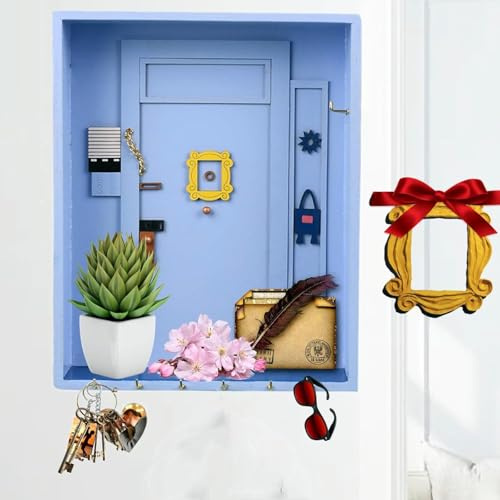 mumisuto Friends Key Holder for Wall, Hanging Friends Merchandise Wall Mounted Key Holder, Blue Friend TV Show Merchandise Keys Holders Wall Gifts Home