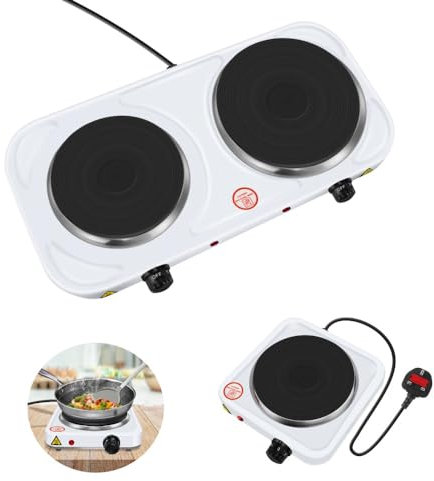 Single Electric Hot Plate Portable Table Top Cooker Hob 1000W Electric Single Burner with Dual Temperature Control for BBQ Home Kitchen Camping Cooking Boiling Fryer