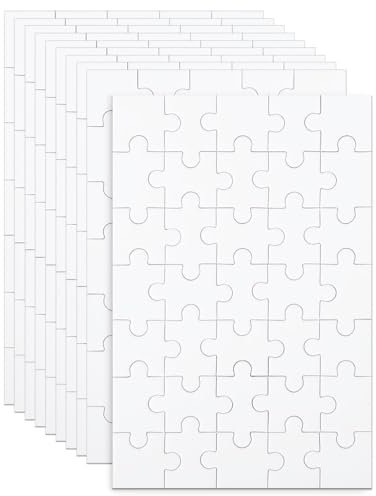 Roysmart 8 Stück Puzzle Selber Gestalten, Puzzle Blanko 35 Teile Pro Blatt, Blanko Puzzle Zum Bemalen Puzzle Leeres Puzzle Weiß Für Kinder, Denkspiel Zum Spielen Kindergeburtstag (15×10 cm)