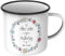 Tasse personnalisée en émail Cadeau de fête des mères Motif : « Alles Liebe zum Muttertag » avec le nom souhaité. Impression recto verso. Motif floral. Tasse en émail avec bordure noire