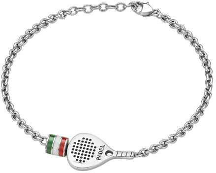 amorili Bracciale Uomo Padel con Bandiera Italiana in Acciaio Inox | Braccialetto Tricolore Sportivo Regolabile | Gadget Elegante per Appassionati di Padel e Tennis | Idea Regalo Uomo bcc3055