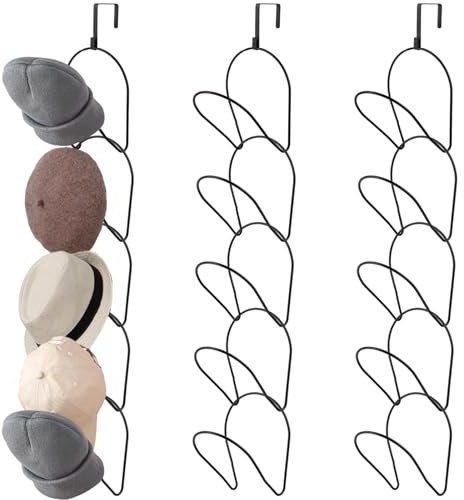 GBACHOOSE 15 Stück Cap Halter, Cap Halterung Wand Metall, Mützen Aufbewahrung, Cap Aufbewahrung Hängend, Mützenhalter mit 3 Haken, Hutständer für Hüte, Schals, Perücken, Krawatten, Handtaschen