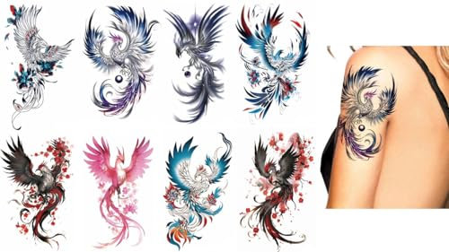 8 Blätter Temporäre Phönix Tattoos Vogel Tattoo Arm Tattoo Festival Tattoo Phönix 8