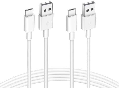 Lot de 2 Câble USB vers USB C 2M 3A 60W Blanc Câble Chargeur Câble charge rapide pour Apple MacBook Pro, iPad Pro, iPhone 15, iPhone 16, Samsung Galaxy, Google Pixel,Xiaomi,Redmi, Honor