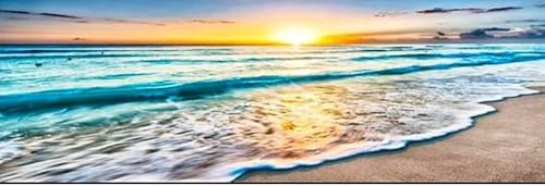 ROSACE Kit diamond painting 5D PIEDRAS CUADRADAS.Pintura diamante adulto infantiles Diferentes medidas y hasta 80 modelos a elegir. (modelo amanecer playa, 30 x 90 cm). Diamond painting kit completo.