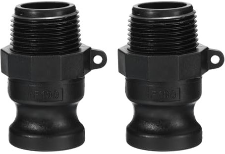 PATIKIL Poly Cam Lock Fittings, 2 Pcs 1 Part F Male Adapter x Male Thread Cam Groove Hose Fittings Polypropylene Cam Lock Fittings, Black