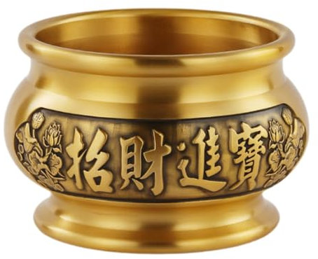 MagiDeal Brûleur d'encens en laiton, décoration Feng Shui, ornement de table rond, porte-encens chinois pour bureau d'étude, salle de bain