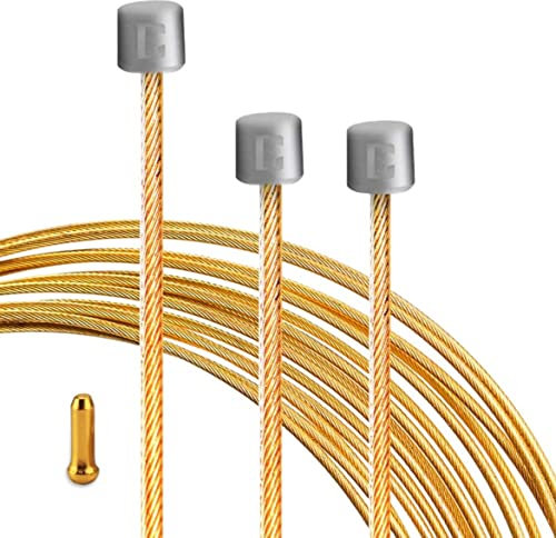 XJKLBYQ Fahrradschieber -Kabel poliertes Fahrraddrahtkabel kompatibel mit/sram für Mountainbike, Rennrad, MTB Mailleur Cable 1,2 x 3000 mm Gold, Fahrradwechselkabel