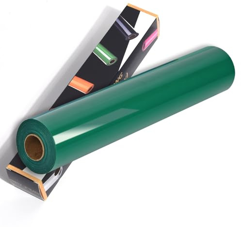 RENLITONG Green Iron on Vinyl Roll - 12Inch x 25ft Heat Transfer Vinyl for T-Shirt HTV Vinyl Rolls for All Cutter Machine - Easy to Cut & Weed for Heat Transfer Design (Green, 25ft)
