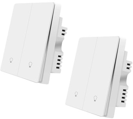ZigBee Smart Light Switch 2Pack, Work with Alexa Google Home, Pushbutton Switch with Backlight, Neutral Wire Required, Zigbee Hub Required, 2 Gang