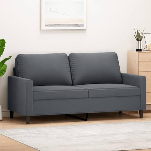 Willood 2-Sitzer-Sofa Couch für Wohnzimmer, Polstersofa mit Metallgestell, Loungesofa Zweisitzer Wohnzimmersofa Wohnzimmermöbel Dunkelgrau 140 cm Samt