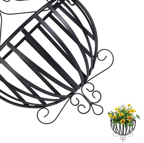 YARNOW Soporte para Macetas de Hierro Negro de Estilo Europeo Semicircular, Fácil de Instalar y Limpiar, Adecuado para Jardín o Alféizar
