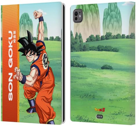 Head Case Designs Officially Licensed Dragon Ball Z Son Goku Saiyan Arc Characters Leather Wallet Case Compatible With Apple iPad Pro 11 M4/M5 2024/2025