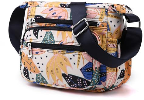 Wafybsre Crossbody-Tasche für Damen, mittelgroße Schulterhandtaschen, Umhängetasche mit mehreren Reißverschlusstaschen, Bunte Blätter, Medium