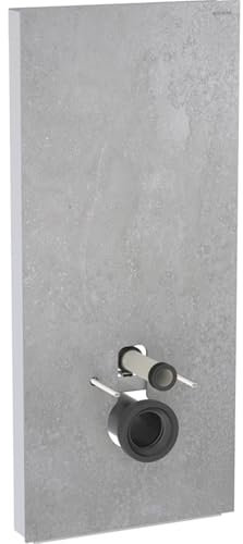 Geberit Monolith PLUS Sanitärmodul für Wand-WC, 114cm, Wasseranschluss hinten mittig, mit Anschlussstutzen, Farbe: Steinzeug Betonoptik/Aluminium