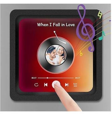 Kühlschrankmagnet, personalisierbar, Musik-Kühlschrankmagnet mit Foto, kann Lieder abspielen und die Lautstärke anpassen, Vinyl-Bilder-Magnete für Kühlschrank, Musikbegeisterte Geschenke