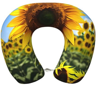 SamLng Gelbe Sonnenblume Memory Foam Reisekissen - U-förmige Nackenstütze - Perfekt zum Ansehen von Filmen, Arbeiten, Fahren und Entspannen