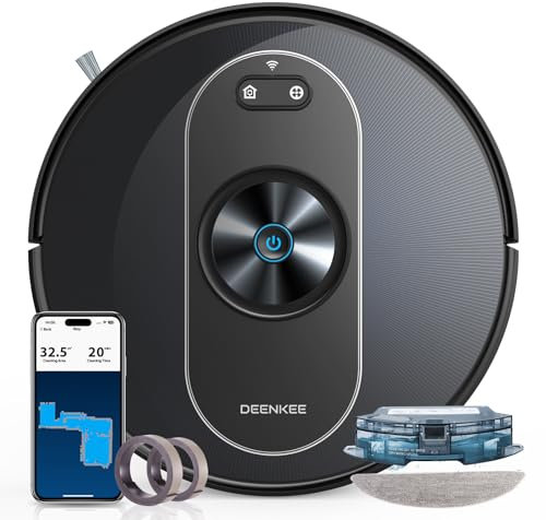 Deenkee Robot Vacuum Cleaner with Mop: 4000pa Strong Suction Robotic Vacuums with 3.0 Gyro Navigation, 180 Mins Max, Robotic Vacuum Cleaner for Pet Hair,Hard Floor
