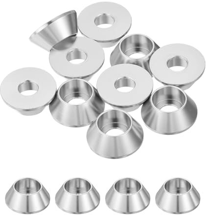 QUARKZMAN Arandelas Cónicas M6, Juntas de Cabeza de Copa de Aluminio Anodizado para Tornillo Rc/Fpv/Pc/Drone/Accesorios Mecánicos, Paquete de 10 (Plata)