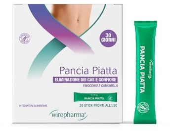 WIREPHARMA - Pancia Piatta Stick Orosolubili - 30 Stick - Contrasta il Gonfiore Addominale - Enzimi Digestivi, Probiotici ed Estratti Vegetali - Senza Glutine