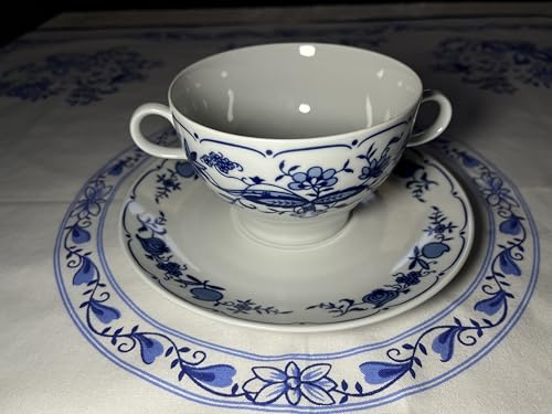 Generisch Henneberg Porzellan Zwiebelmuster Suppentasse mit Henkel und Untere
