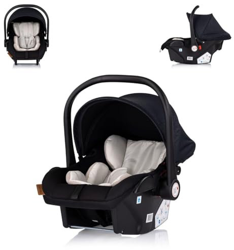 Chipolino Babyschale Amore i-Size Gruppe 0+ (0-13 kg) Kissen Griff verstellbar, Farbe:schwarz gemustert