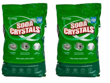 Dri Pak Soda Crystals 1kg – Natural Multi-Purpose Household Cleaner, Laundry Booster & Degreaser – Eco-Friendly Water Softener, Odour Neutraliser, Sink & Drain Unblocker Green - 2 Pack