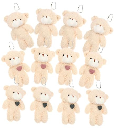 Warmhm 12 Stück Plüschbären Schlüsselanhänger, Bären Stofftier | Teddyform, PP Baumwollfüllung, Clippen Leicht an Tasche oder Reißverschluss, für Alltag und Geschenke