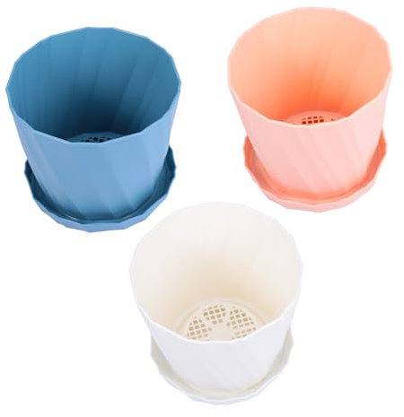 Toddmomy 3 Pièces Pots de Fleurs Plastique Coupelles Pots Ronds pour Plantes pour Roses Lilies Plus