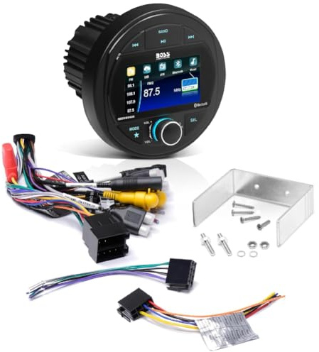 KIT SET PER BOSS AUDIO SYSTEMS MGV500B, 1 stereo marino ricevitore AM/FM, gauge digital media receiver, bluetooth integrato, waterproof, 1 pezzo + accessori