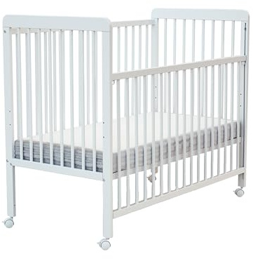 AT4 WEBABY - LIVO Babybett Holz mit Rollen 60x120 Weiß