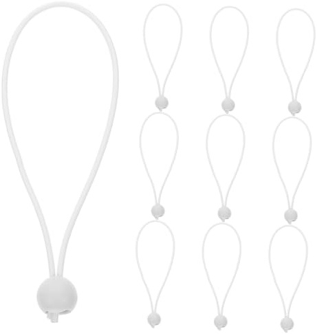 Gatuida 10 pièces Lot de Tendeurs Élastiques Robustes Blancs avec Boule Cordons Extensibles Réutilisables pour Fixation Bâches Tentes et Auvents Extérieur