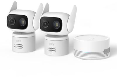 eufy Überwachungskamera C31 kabelgebunden 2-Kamera-Set, Überwachungskamera | Farbnachtsicht, ohne Abo, 24/7-Aufnahme, 360° Schwenk/Neigung, KI für Mensch/Fahrzeug/Tier/Weinen, lokaler Speicher