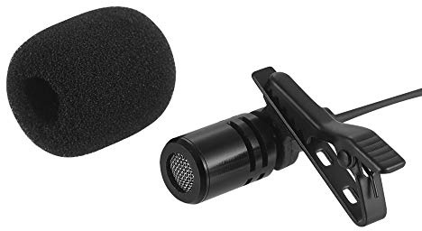 AKLOSIPY di Bavaglio su Microfono Microfono Condensatore Lavalier con Jack da 3,5 Mm per Smartphone DSLR Fotocamera PC Laptop Registrazione della Riunione Video