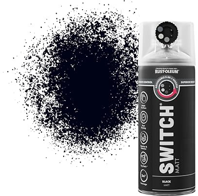 Rust-Oleum Switch 5 in 1 Nozzle Multi Surface Topcoat Decorative Spray Paint Aerosol 400ml Black Matt Finish