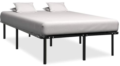 Frdhee Gästebett Hausbett, Bettgestell Schwarz Metall 160×200 cm für Jugendzimmer, Erwachsenenzimmer