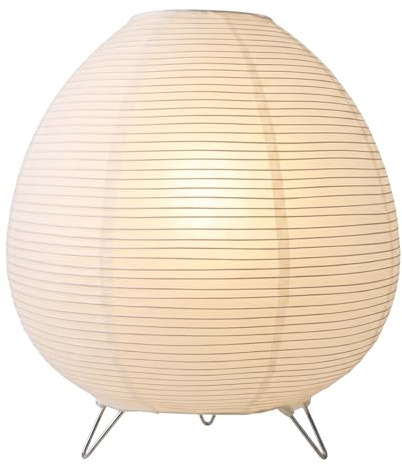 GOEDCH Reispapier Lampenschirm: Retro Reispapier Nachttischlampe mit Europäischer Standardstecker, Druckknopfschalter Reispapiers Lampe für Schlafzimmer und Wohnzimmer (23 x 21CM, Kaltes Licht)
