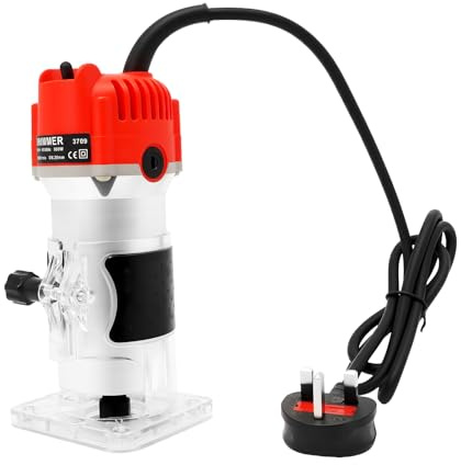 Electric Router High-Speed Corded Woodworking Router with 30000 RPM Copper Motor, Adjustable Cutting Depth & Angle, with Guide Ruler & Base, for DIY, Carpentry & Home Renovation Projects