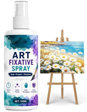 Fixativ-Spray für Pastellkreiden 100 ml Verschmierfest Schnell Trocknend | Bleistiftzeichnungen Fixativ Spray Für Malerei, Basteln, Kunst, Tapeten, Acrylfarben, Gouache, Kohle und