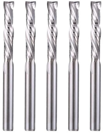 EU_HOZLY Up & Down Cut 3.175 x 17 mm, dos flautas en espiral carburo herramienta para CNC Router Compresión Madera Extremo Mill Cutter Bits Pack de 5