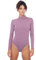 Evoni Body opaque à manches longues pour femme en coton avec demi-col, Rose cendré, XXL